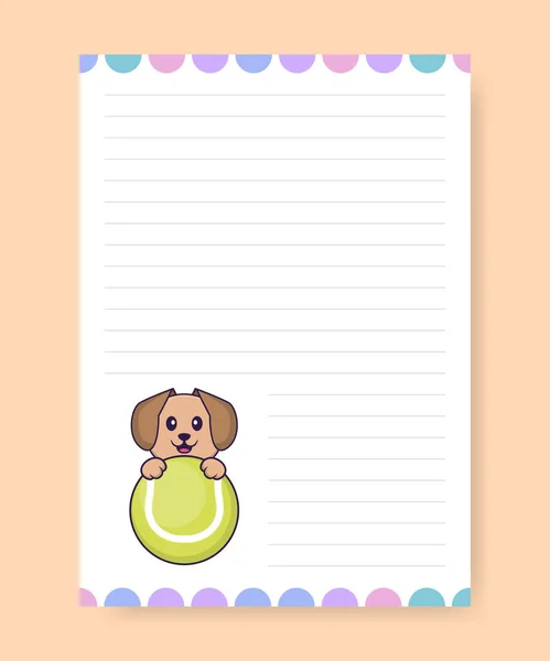 Planner Pagina Doen Lijst Met Schattige Hond Cartoon Vector Illustratie — Stockvector