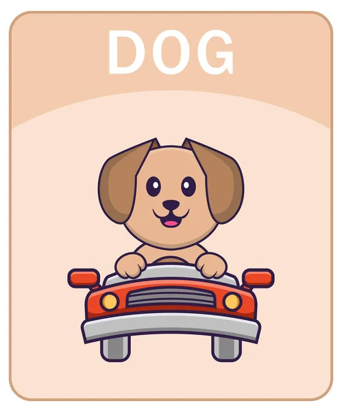 Tatlı Köpek Çizgi Film Karakterli Alfabe Bellek Kartı — Stok Vektör