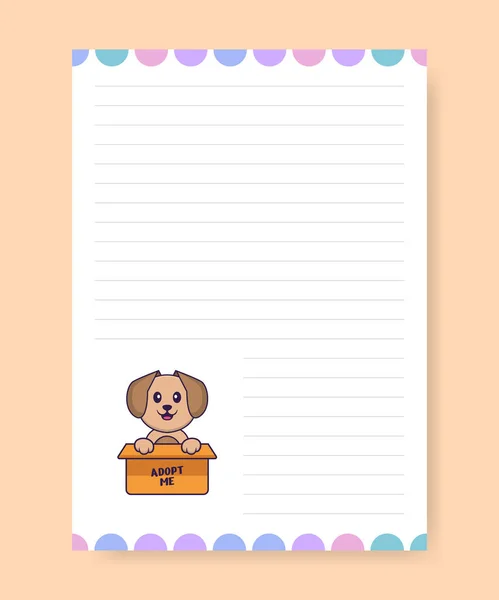 Planner Página Hacer Una Lista Con Perro Lindo Dibujos Animados — Vector de stock