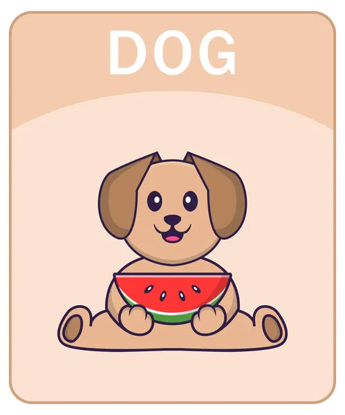 Flashcard Alfabeto Com Personagem Desenho Animado Cão Bonito — Vetor de Stock