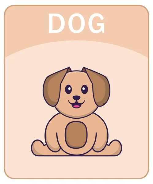 Ficha Del Alfabeto Con Lindo Personaje Dibujos Animados Perro — Vector de stock