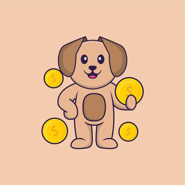 Cute Pies Kreskówka Postać Wektor Ilustracja — Wektor stockowy