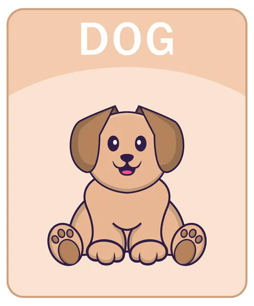 Alphabet Karteikarte Mit Niedlichen Hund Cartoon Figur — Stockvektor
