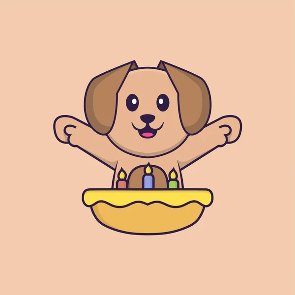 Cão Bonito Desenho Animado Personagem Vetor Ilustração — Vetor de Stock