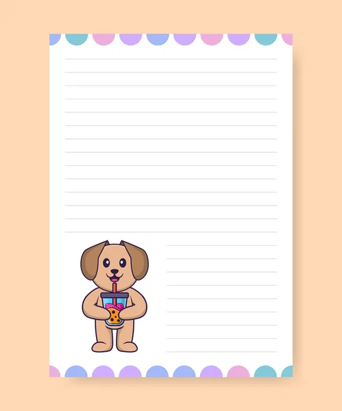 Planner Page List Cute Dog Cartoon Vector Illustration — Stock Vector