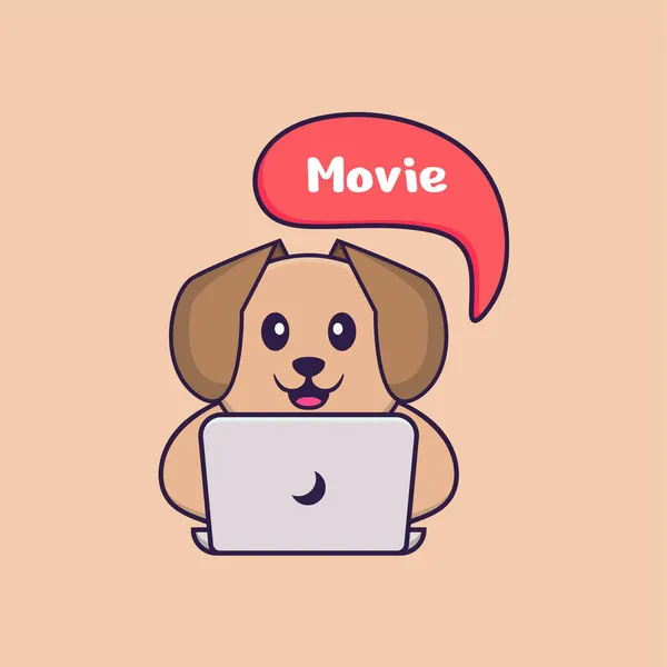 Leuke Hond Cartoon Karakter Vector Illustratie — Stockvector