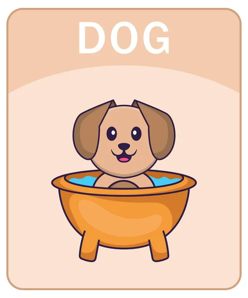 Alphabet Flashcard Cute Dog Cartoon Character — Stock Vector