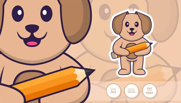 Ilustração Desenhada Mão Cão Bonito Conceito Personagem Desenhos Animados Adesivos — Vetor de Stock