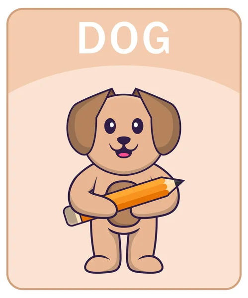 Ficha Del Alfabeto Con Lindo Personaje Dibujos Animados Perro — Vector de stock