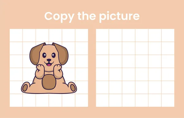 Αντιγράψτε Φωτογραφία Ενός Χαριτωμένου Σκύλου Εκπαιδευτικό Παιχνίδι Για Παιδιά Εικονογράφηση — Διανυσματικό Αρχείο