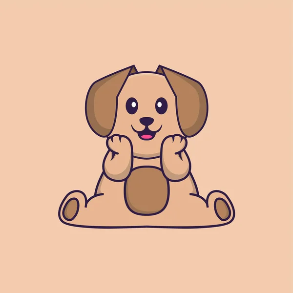 Lindo Perro Dibujos Animados Personaje Vector Ilustración — Archivo Imágenes Vectoriales