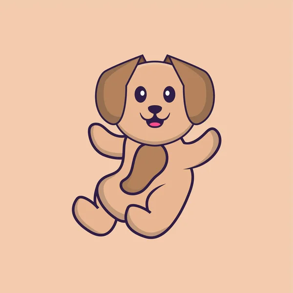 Cão Bonito Desenho Animado Personagem Vetor Ilustração — Vetor de Stock