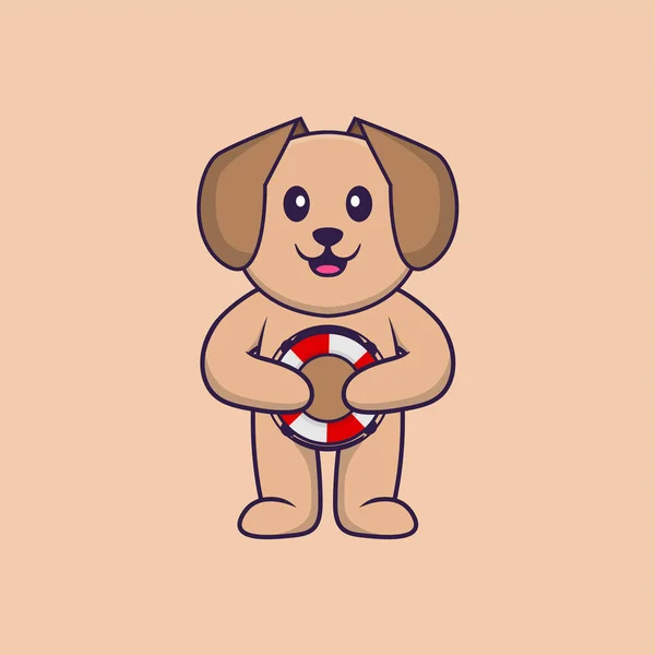 Sød Hund Tegneserie Karakter Vektor Illustration – Stock-vektor