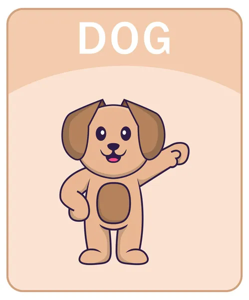 かわいい犬の漫画のキャラクターとアルファベットのフラッシュカード — ストックベクタ