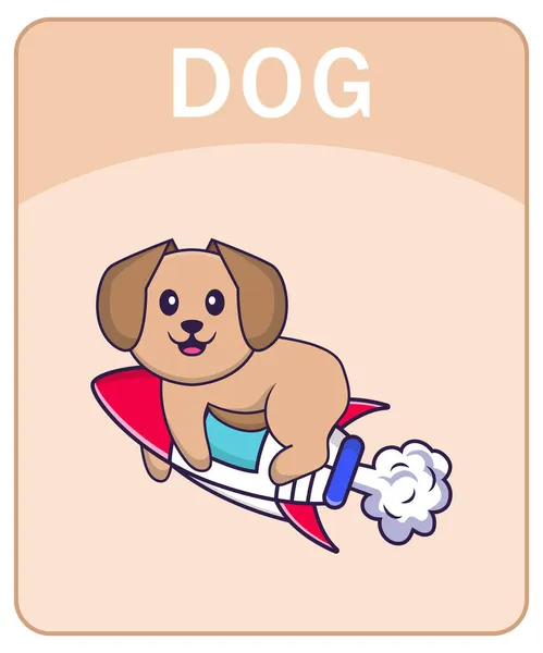Alphabet Flashcard Cute Dog Cartoon Character — Stock Vector