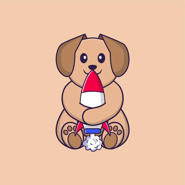 かわいい犬の漫画のキャラクターベクトルイラスト — ストックベクタ