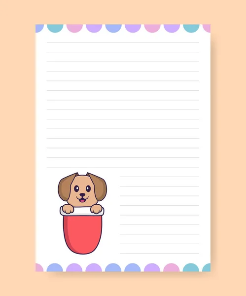 Planner Page List Cute Dog Cartoon Vector Illustration — Stock Vector