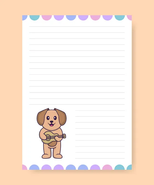 Planner Pagina Fare Lista Con Cane Carino Illustrazione Vettoriale Cartone — Vettoriale Stock