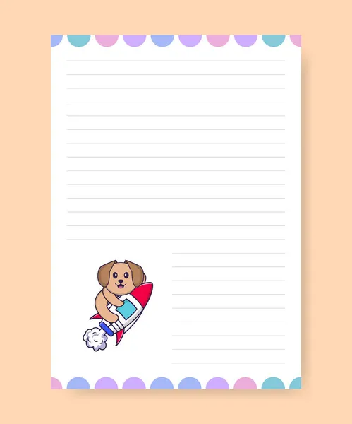 Planner Page List Cute Dog Cartoon Vector Illustration — Stock Vector