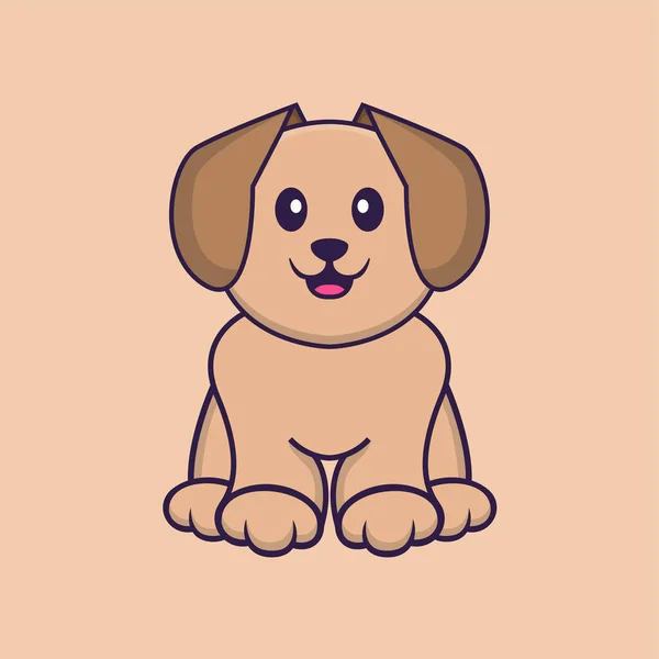 かわいい犬の漫画のキャラクターベクトルイラスト — ストックベクタ