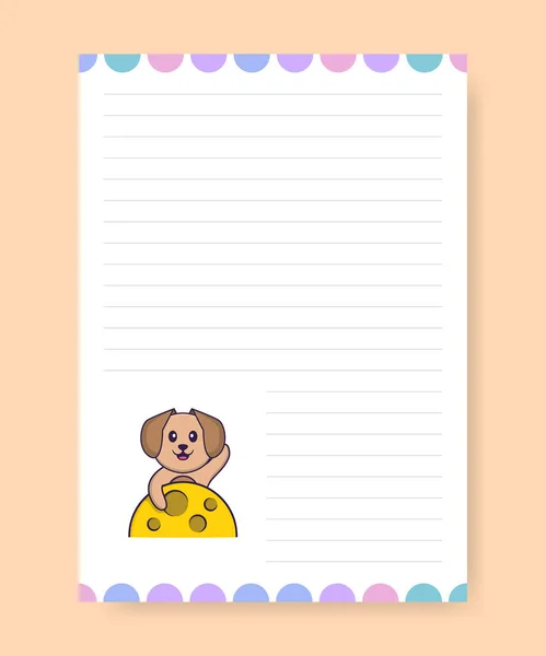 Planner Página Hacer Una Lista Con Perro Lindo Dibujos Animados — Archivo Imágenes Vectoriales