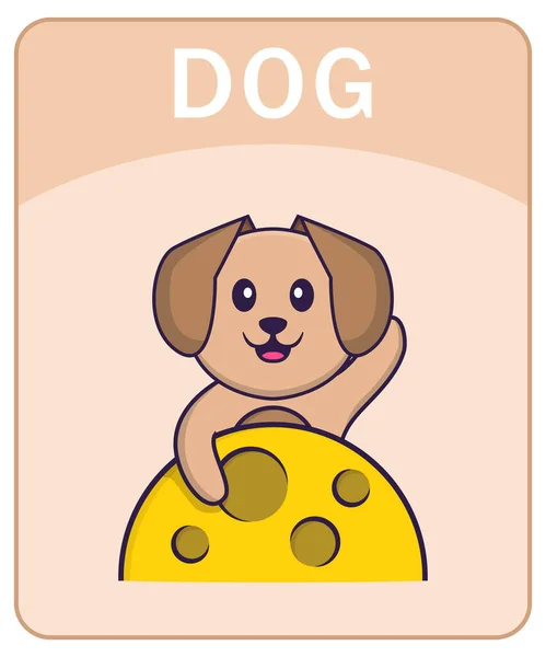 Ficha Del Alfabeto Con Lindo Personaje Dibujos Animados Perro — Vector de stock