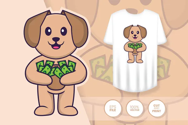 Leuke Hond Stripfiguur Afdrukken Shirts Sweatshirts Hoesjes Voor Mobiele Telefoons Stockillustratie