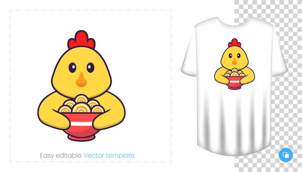 Lindo Personaje Pollo Huellas Camisetas Sudaderas Fundas Para Teléfonos Móviles — Vector de stock