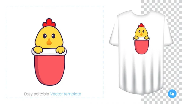 Cute Chicken Character Prints Shirts Sweatshirts Cases Mobile Phones Souvenirs — 图库矢量图片