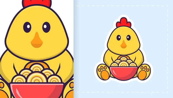 Słodki Wektorowy Kurczak Może Być Stosowany Naklejek Plastrów Tekstyliów Papieru — Wektor stockowy