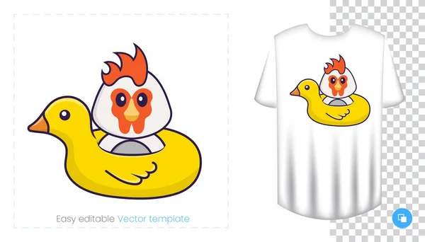 Lindo Personaje Pollo Huellas Camisetas Sudaderas Fundas Para Teléfonos Móviles — Vector de stock