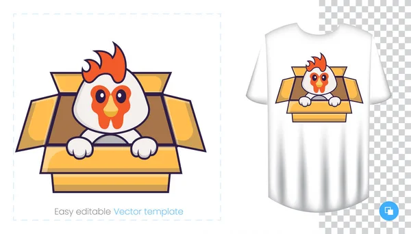 Sevimli Tavuk Karakteri Tişörtlerdeki Parmak Izleri Sweatshirtler Cep Telefonları Için — Stok Vektör
