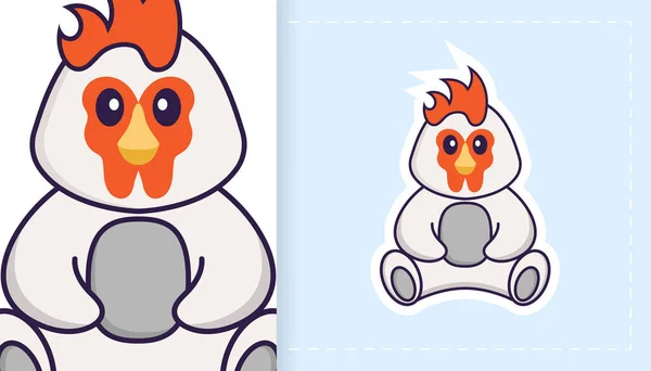 Lindo Vector Pollo Puede Utilizar Para Pegatinas Parches Textiles Papel — Archivo Imágenes Vectoriales