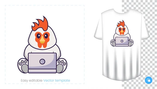 Lindo Personaje Pollo Huellas Camisetas Sudaderas Fundas Para Teléfonos Móviles — Vector de stock