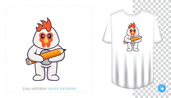 Lindo Personaje Pollo Huellas Camisetas Sudaderas Fundas Para Teléfonos Móviles — Vector de stock