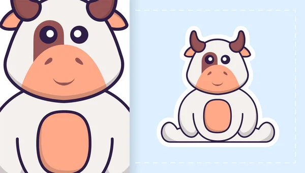 Χαριτωμένος Χαρακτήρας Μασκότ Αγελάδας Μπορεί Χρησιμοποιηθεί Για Αυτοκόλλητα Αυτοκόλλητα Υφάσματα — Διανυσματικό Αρχείο
