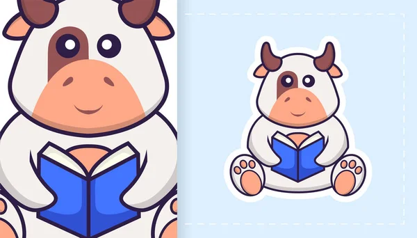 Lindo Personaje Mascota Vaca Puede Utilizar Para Pegatinas Parches Textiles — Archivo Imágenes Vectoriales