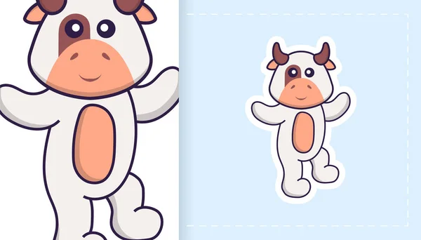 Cute Cow Mascot Character Can Used Stickers Patches Textiles Paper — стоковый вектор