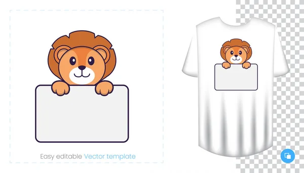 Lindo Personaje León Huellas Camisetas Sudaderas Fundas Para Teléfonos Móviles — Vector de stock