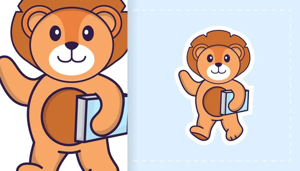 Cute Lion Mascot Character Can Used Stickers Patches Textiles Paper — Stock vektor