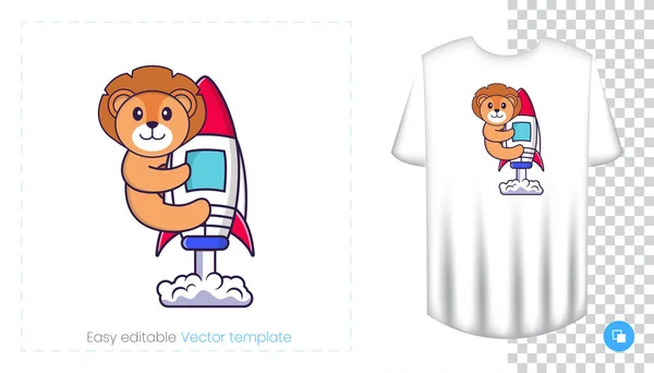Cute Lion Character Prints Shirts Sweatshirts Cases Mobile Phones Souvenirs — Stock Vector
