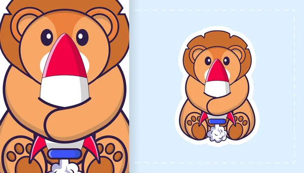 Cute Lion Mascot Character Can Used Stickers Patches Textiles Paper — Stockvektor