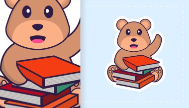 Sevimli ayı maskotu karakteri. Çıkartmalar, desenler, yamalar, tekstil ve kağıt için kullanılabilir. Vektör illüstrasyonu