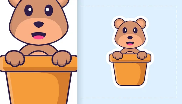 Cute Bear Mascot Character Can Used Stickers Pattern Patches Textiles — Stockvektor