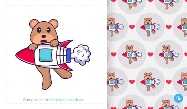 Cute Bear Mascot Character Can Used Stickers Pattern Patches Textiles — стоковый вектор