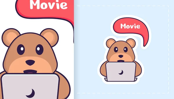 Cute Bear Mascot Character Can Used Stickers Pattern Patches Textiles — ストックベクタ