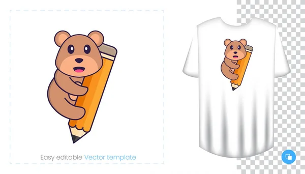 Cute Bear Mascot Character Can Used Stickers Pattern Patches Textiles — 图库矢量图片