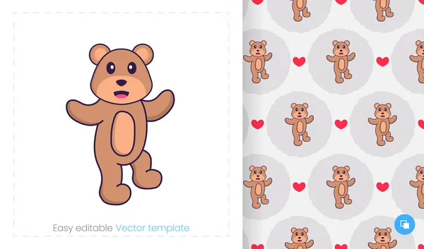 Cute Bear Mascot Character Can Used Stickers Pattern Patches Textiles — стоковый вектор