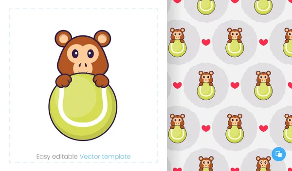 Seamless Pattern Cartoon Monkey White Background Can Used Packaging Paper — Stockvektor