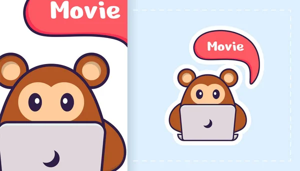 Cute Monkey Mascot Character Can Used Stickers Patches Textiles Paper — ストックベクタ